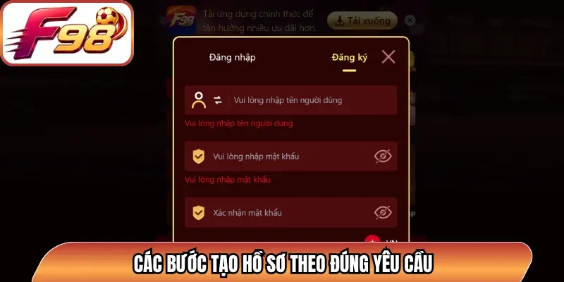 Các bước tạo hồ sơ theo đúng yêu cầu